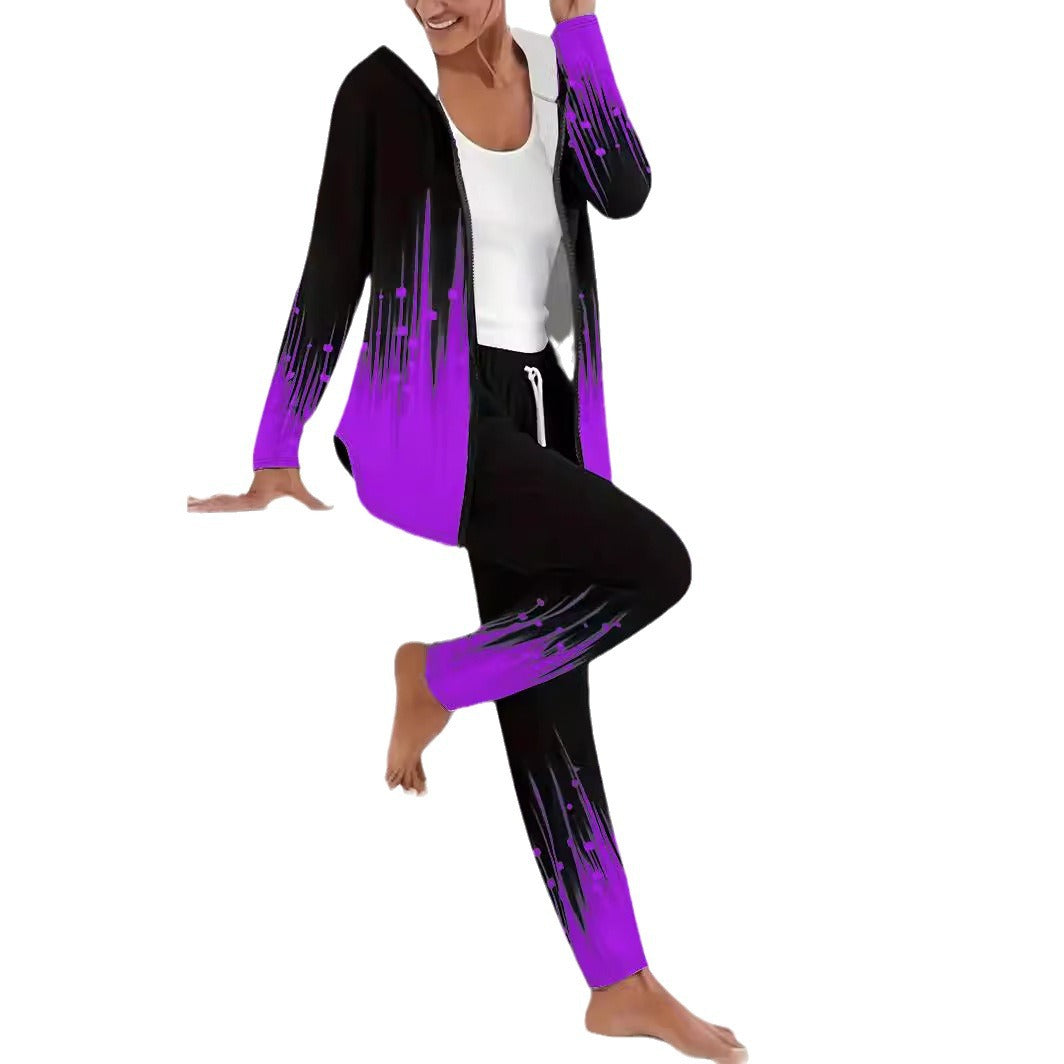 Women's Sporty Casual Tracksuit with Modern Gradient Details