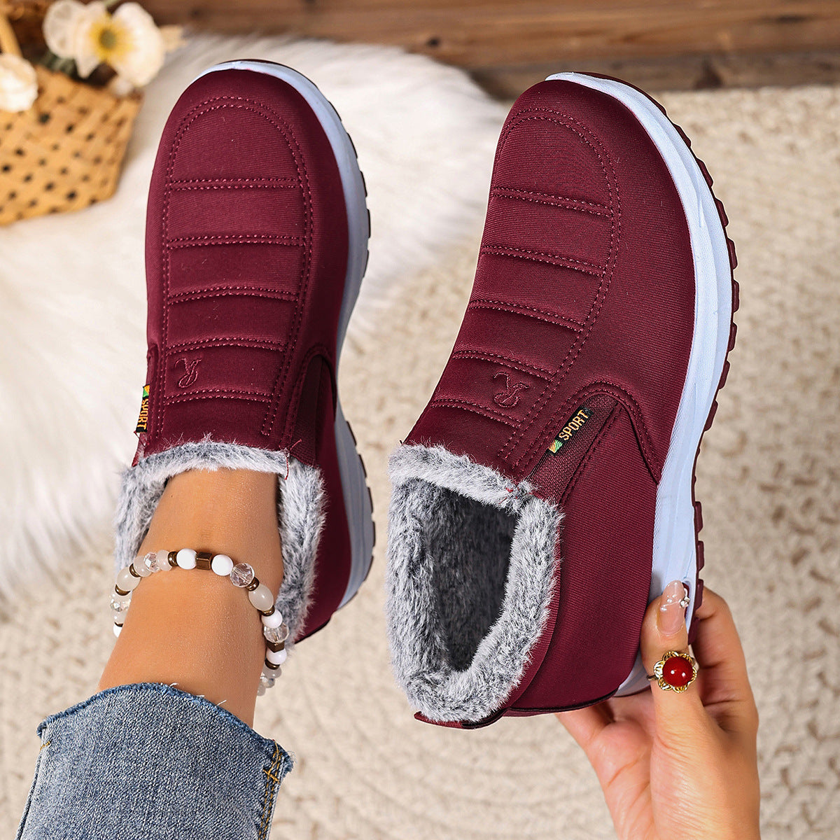 Women's Winter Slip-On Sneaker | Warm Lining & Non-Slip Sole | Plus Sizes