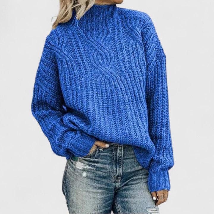 Image of Zara | Women's Cable Knit Turtleneck Sweater