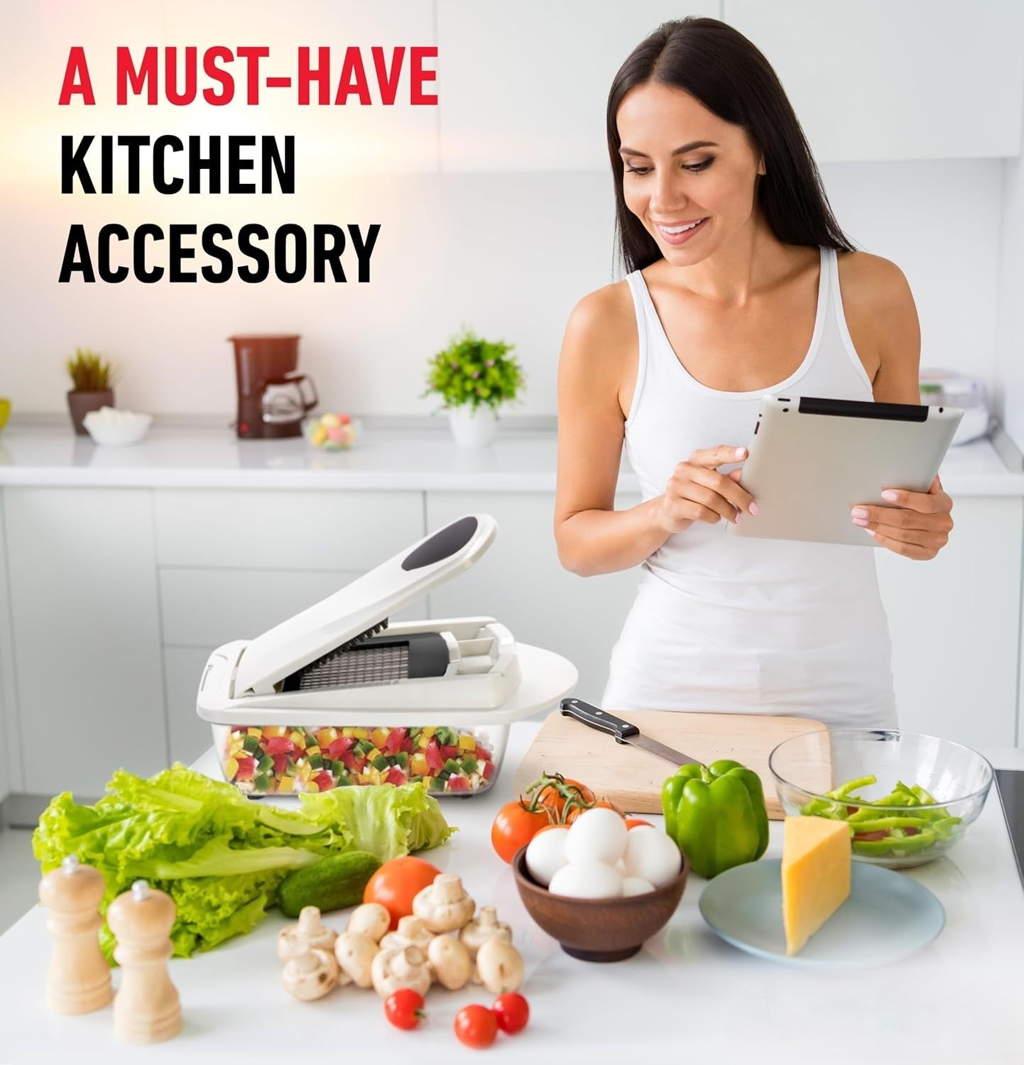 10-in-1 Vegetable Slicer with 8 Blades – Faster Cutting, Chopping, and Grating!