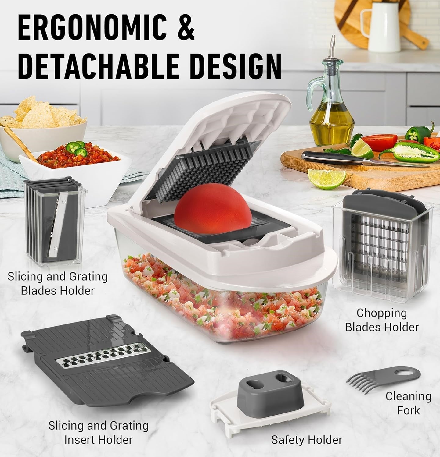 10-in-1 Vegetable Slicer with 8 Blades – Faster Cutting, Chopping, and Grating!