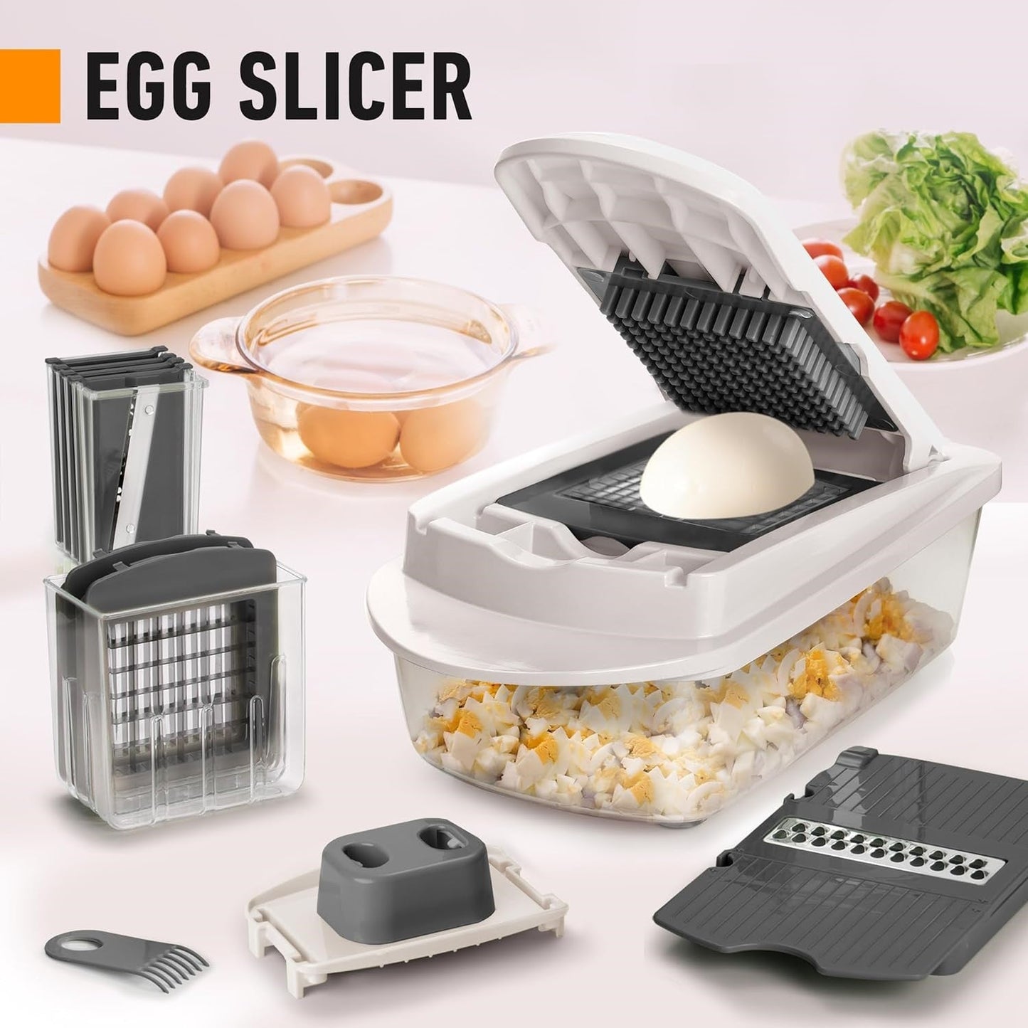 10-in-1 Vegetable Slicer with 8 Blades – Faster Cutting, Chopping, and Grating!