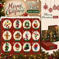 12-Day Christmas Mini Ornament Advent Calendar, Brick Blind Box Set in Red or Pink