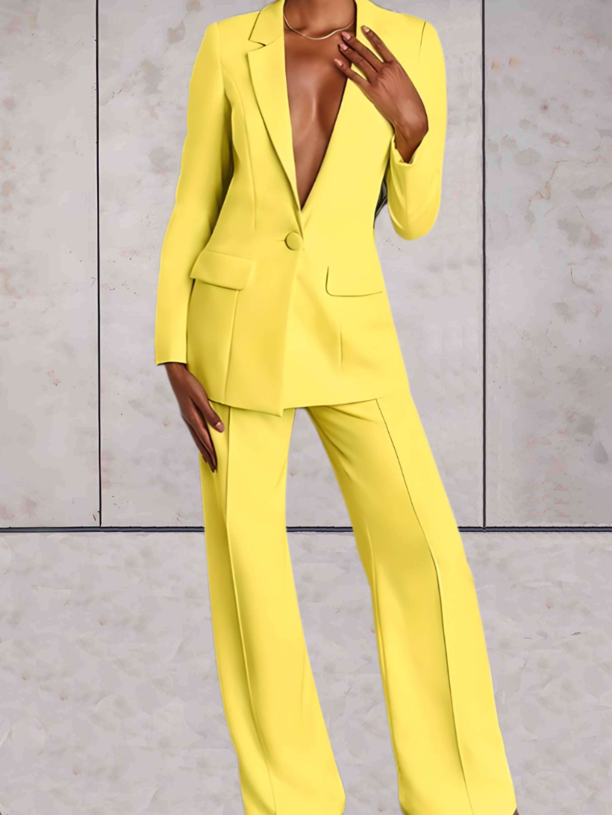 2-piece set of a formal business jacket and wide-leg trousers for women