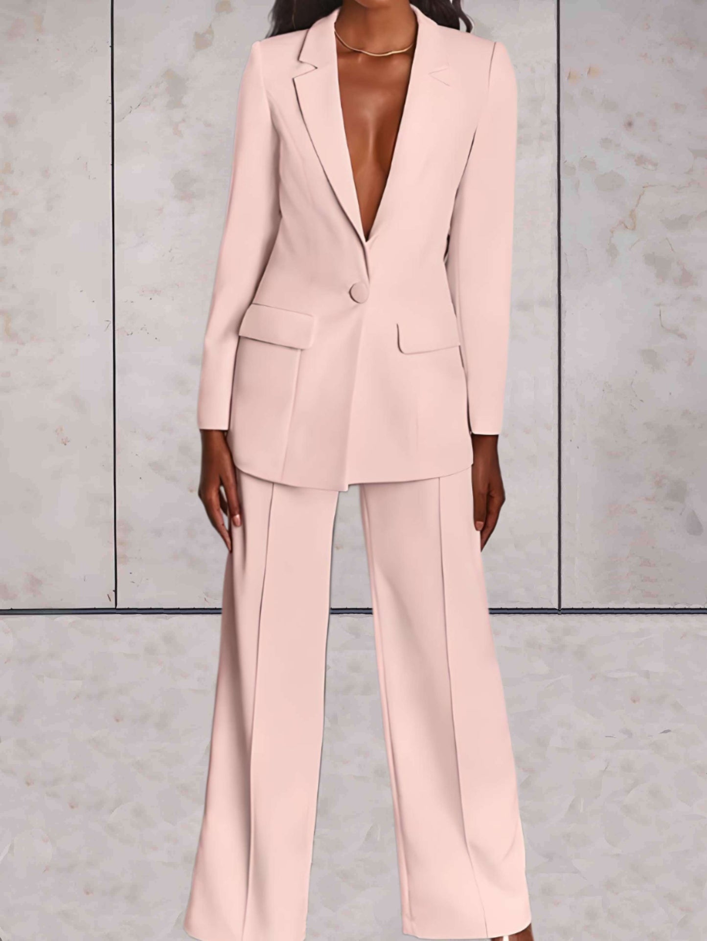 2-piece set of a formal business jacket and wide-leg trousers for women