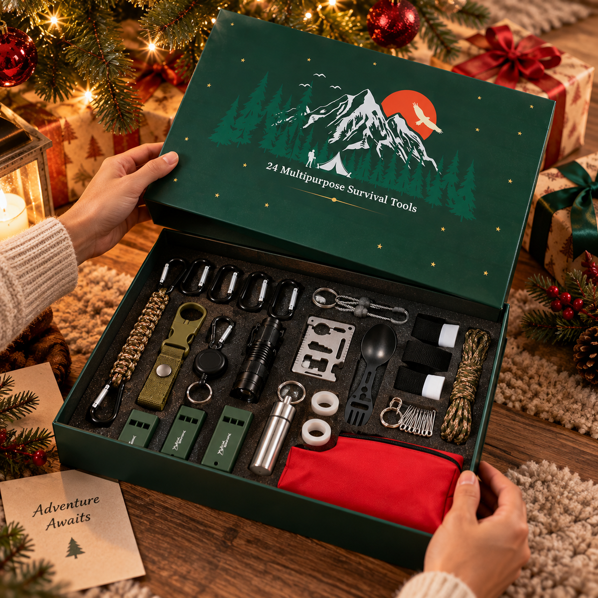 24-Day Outdoor Tool Advent Calendar | Camping & Hiking Accessories Christmas Countdown Set with Utility Tools