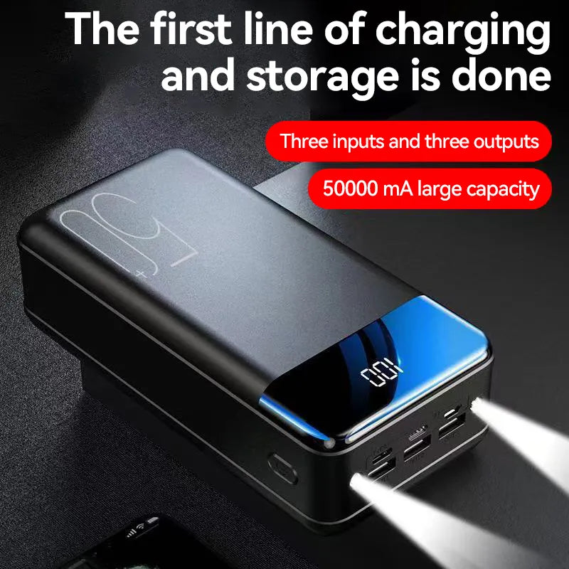 50,000mAh Ultra-High Capacity Power Bank – Super Fast Charging for Phones, Tablets & Laptops
