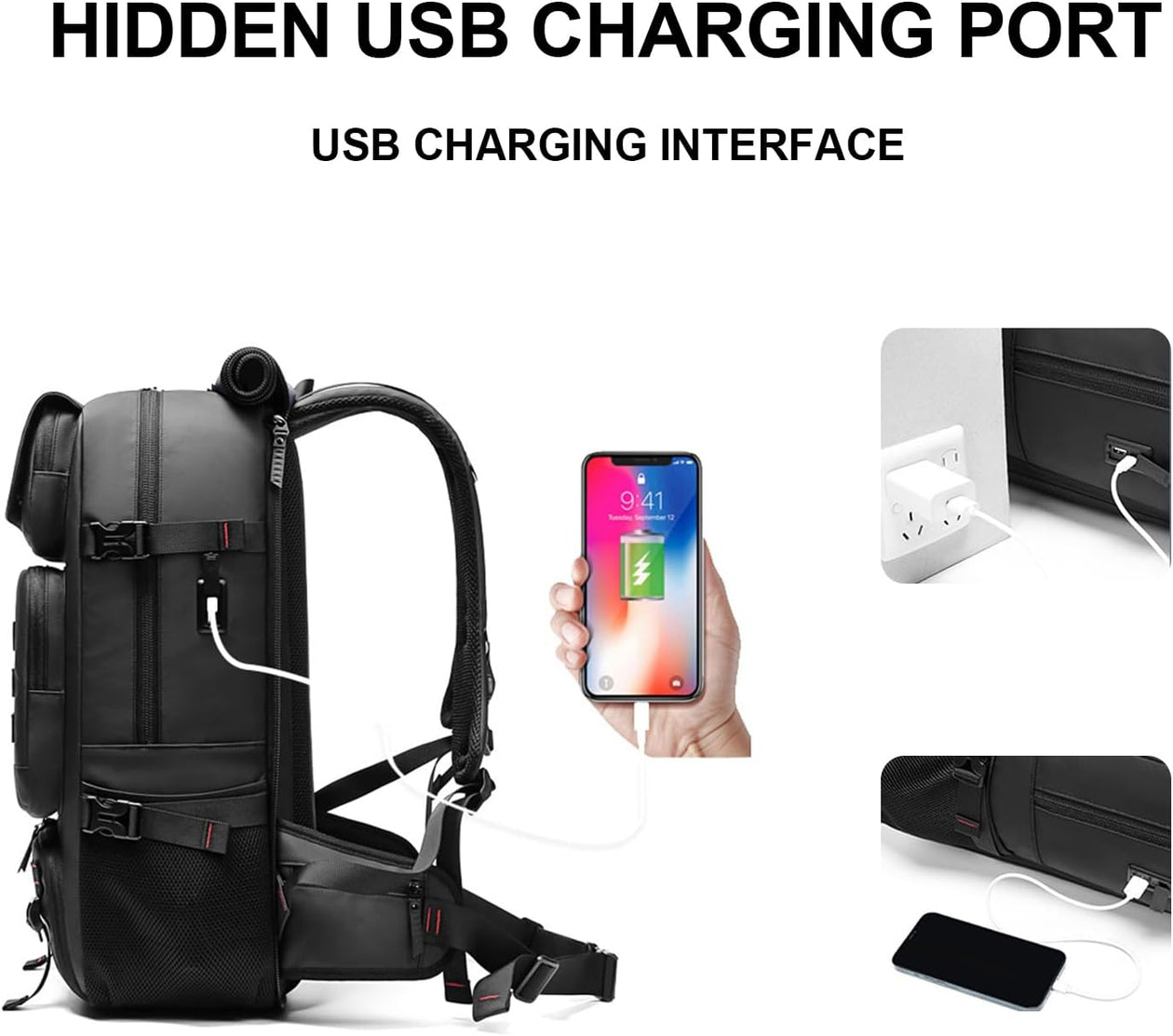 50L Waterproof Travel Backpack with Shoe Compartment & USB Port – WEARCLO