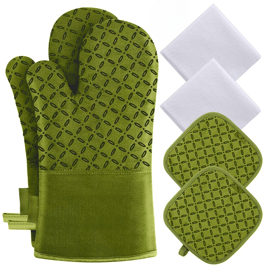 6-Piece Heat-Resistant Oven Mitt and Pot Holder Set