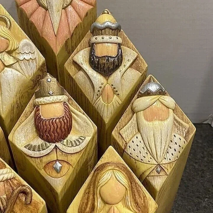 9-Piece Heaven's Glory Nativity Pillar Statues Set
