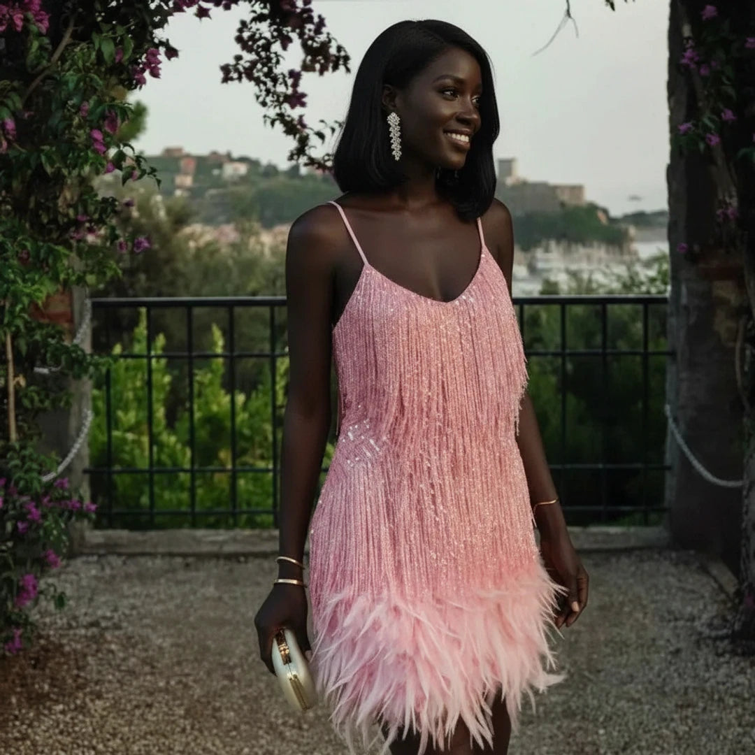 Women's Fringe Cocktail Mini Dress