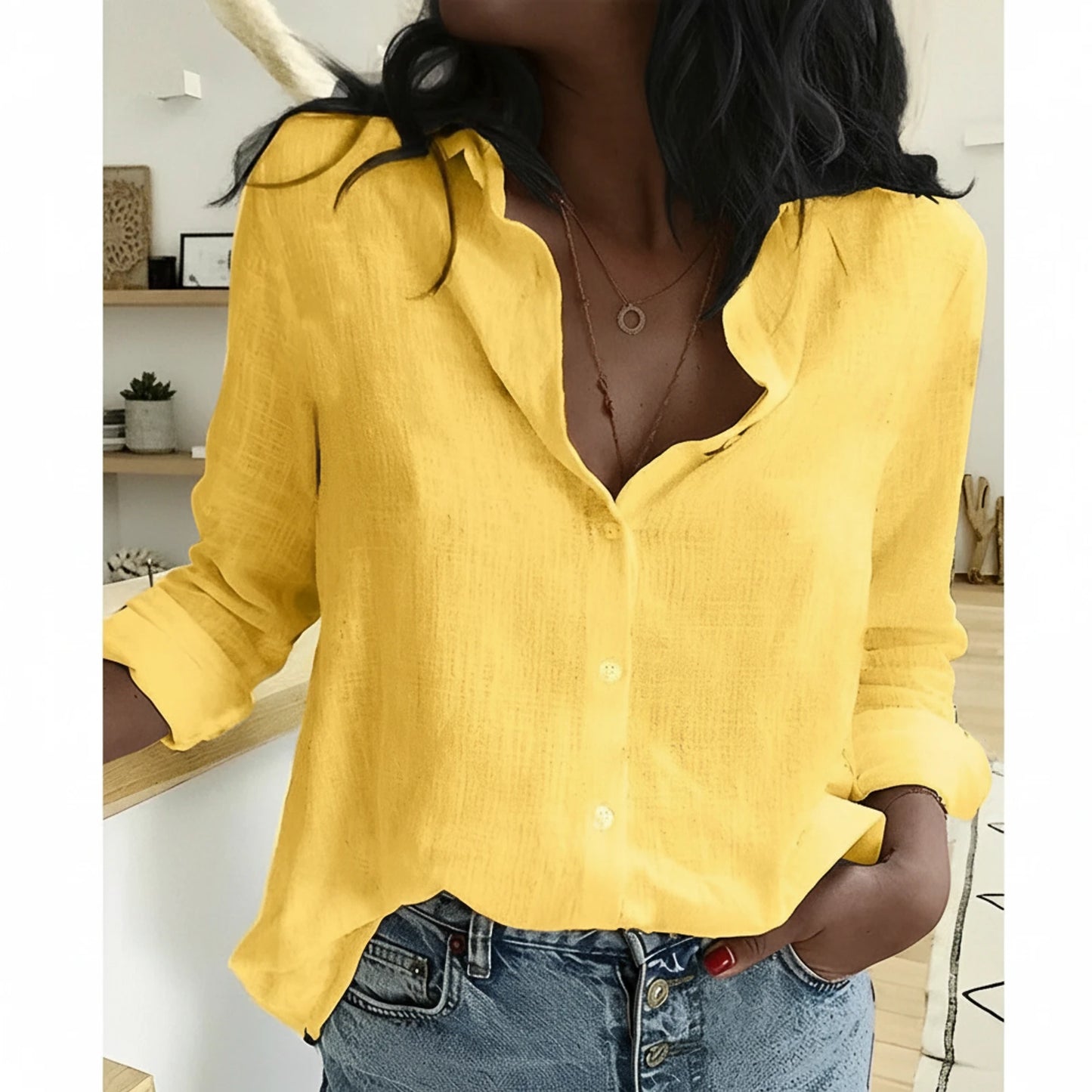 Women's Button-Down Relaxed Fit Blouse