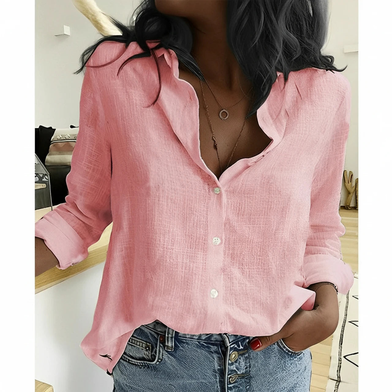 Women's Button-Down Relaxed Fit Blouse