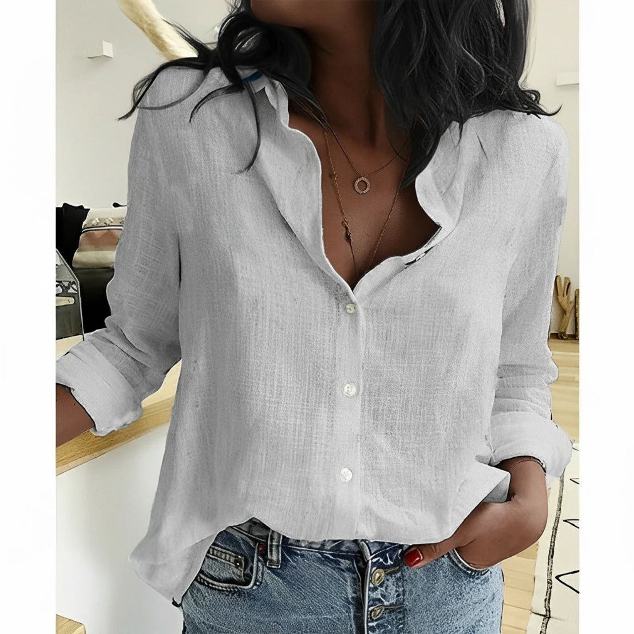 Women's Button-Down Relaxed Fit Blouse