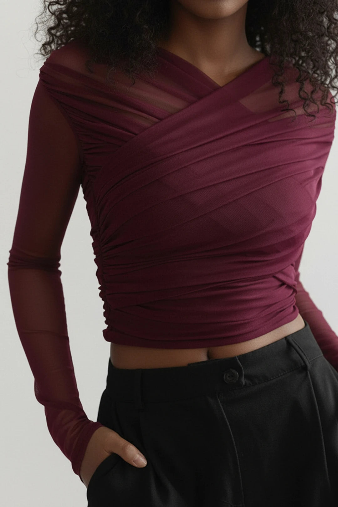Women's Fitted Blouse with Wrap Front