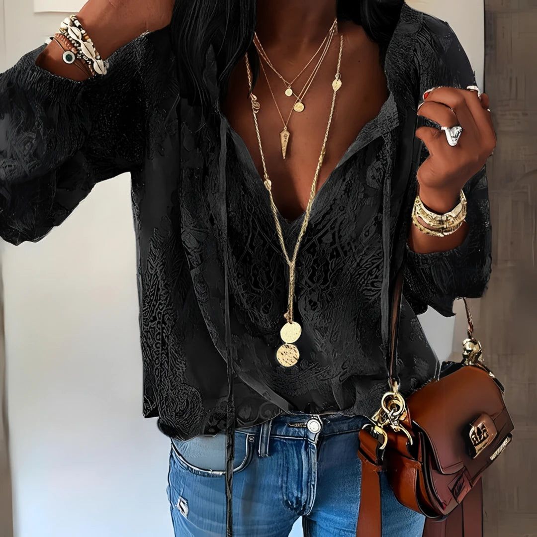 Women's Cutout Neckline Boho Blouse