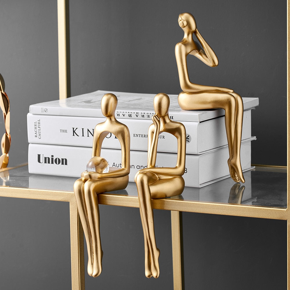Abstract Thinker Golden Statue