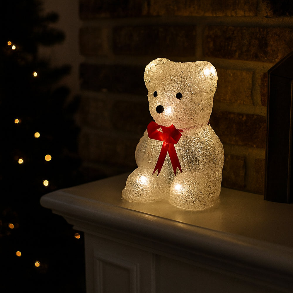 Acrylic Polar Bear - Height 16 cm - With/Without Red Bow