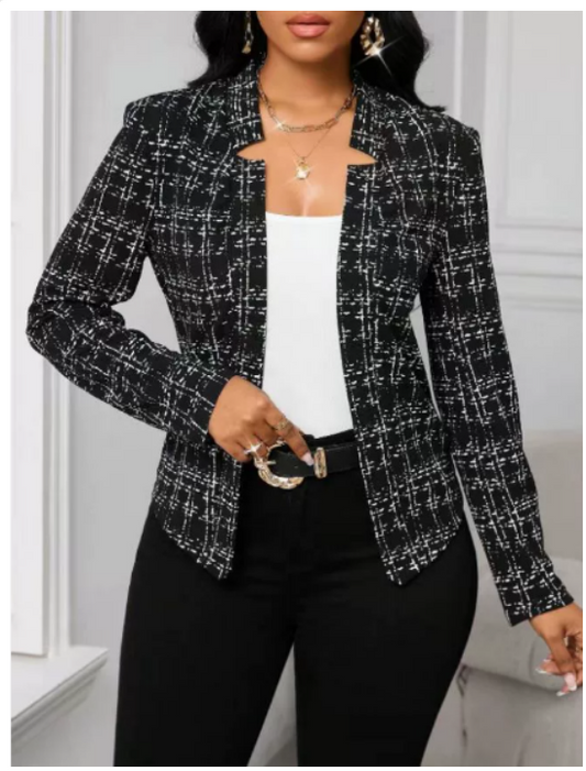 Image of Alana | Women's Collarless Checked Blazer