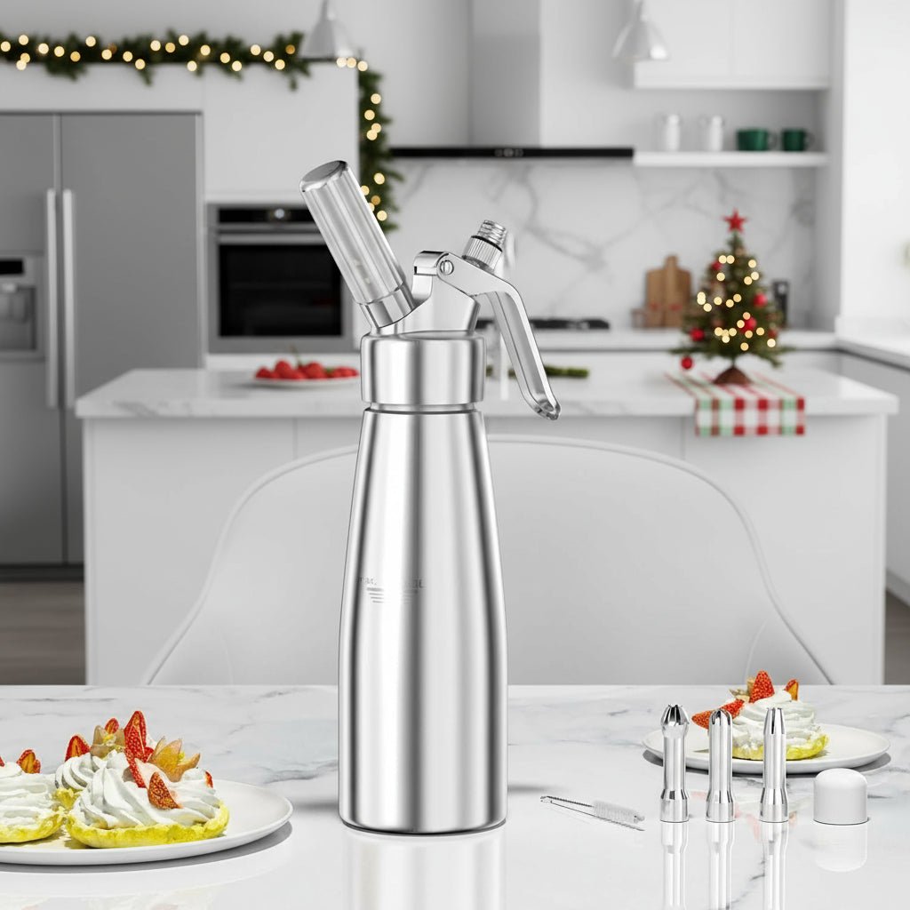 Aluminum Whipped Cream Dispenser with Three Nozzles and Siphon Mechanism