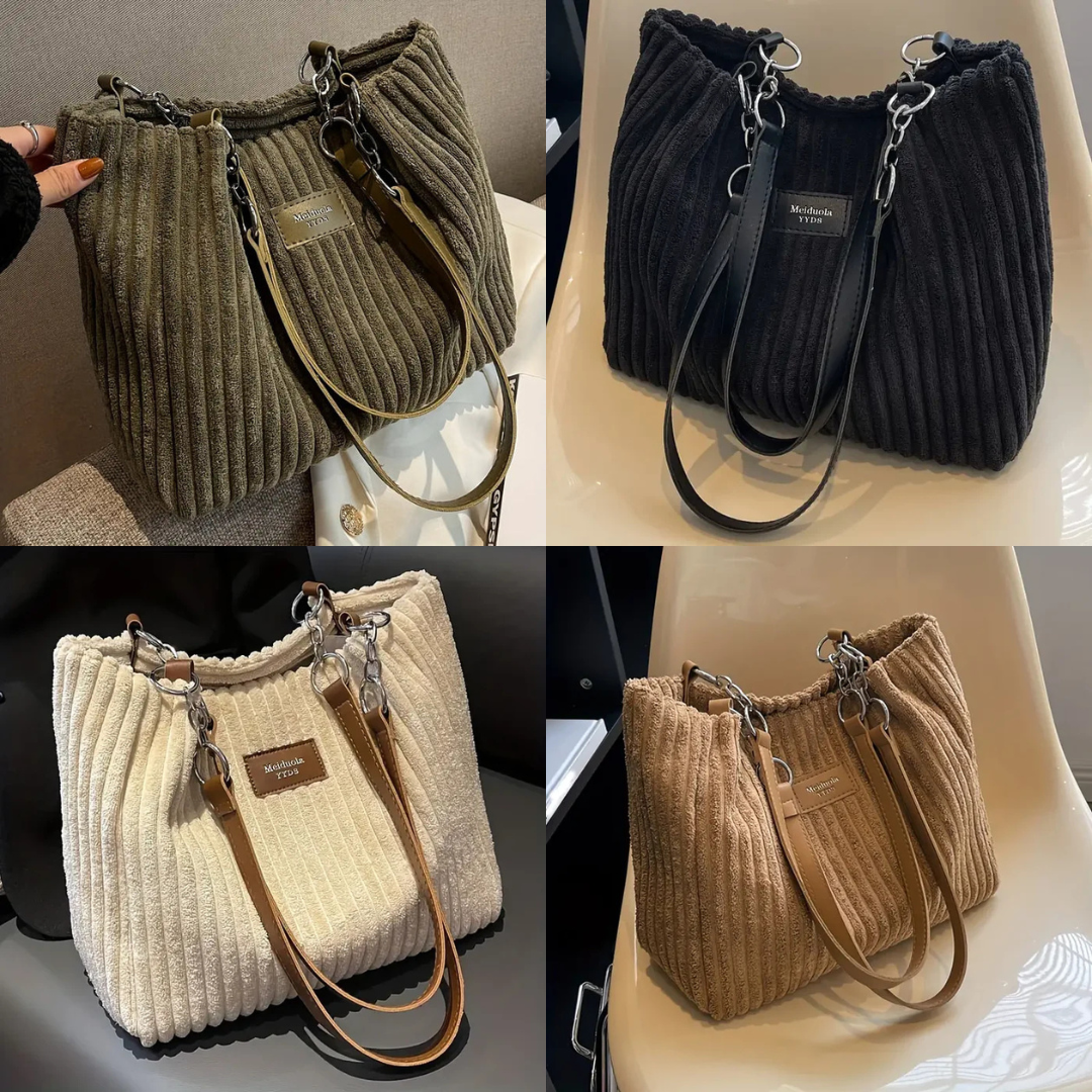 Amelia Corduroy Shoulder Bag - Luxurious and Practical for Everyday Use