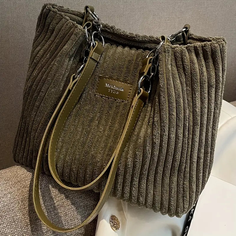 Amelia Corduroy Shoulder Bag - Luxurious and Practical for Everyday Use