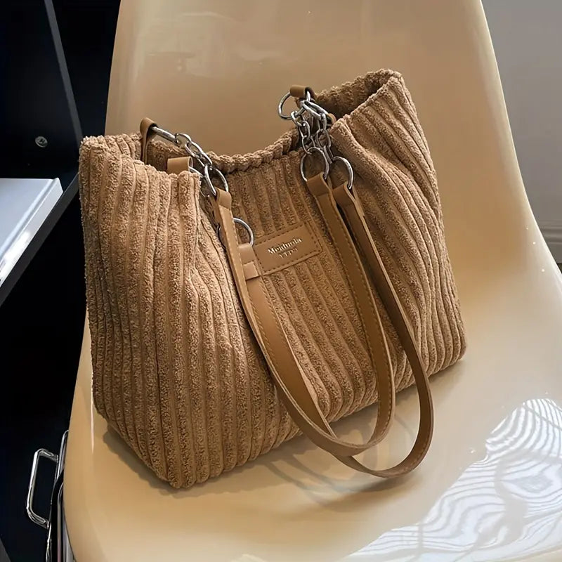 Amelia Corduroy Shoulder Bag - Luxurious and Practical for Everyday Use