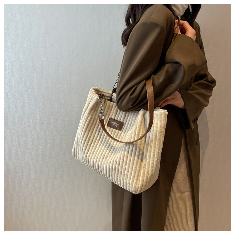 Amelia Corduroy Shoulder Bag - Luxurious and Practical for Everyday Use