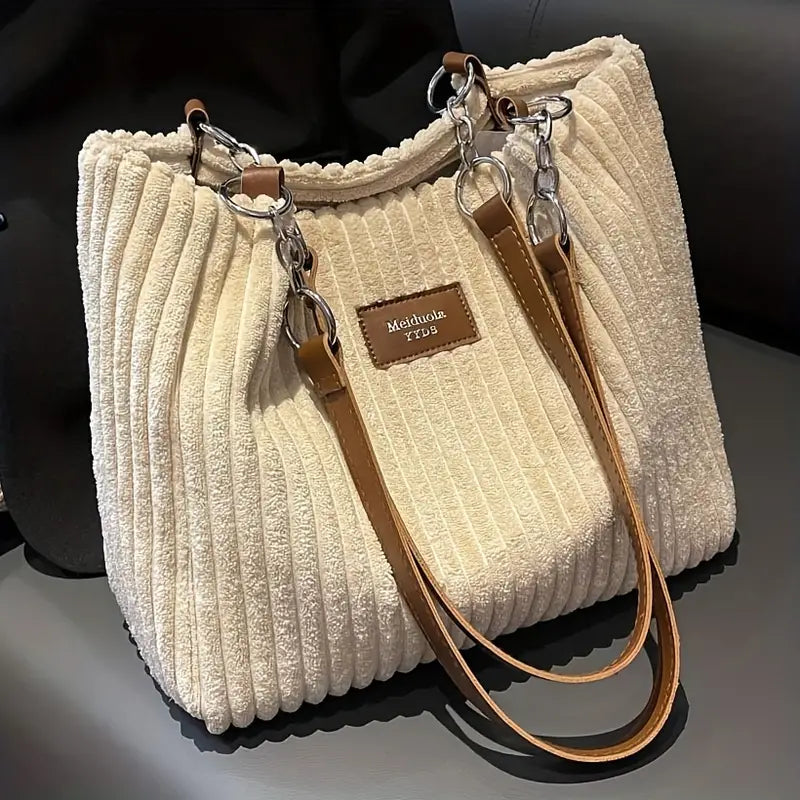 Amelia Corduroy Shoulder Bag - Luxurious and Practical for Everyday Use