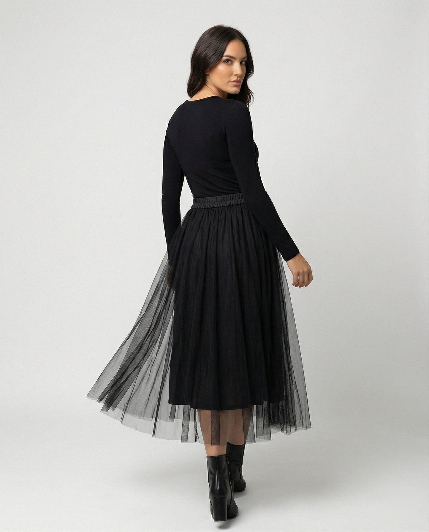 Ankle-Length Skirt with High Waist