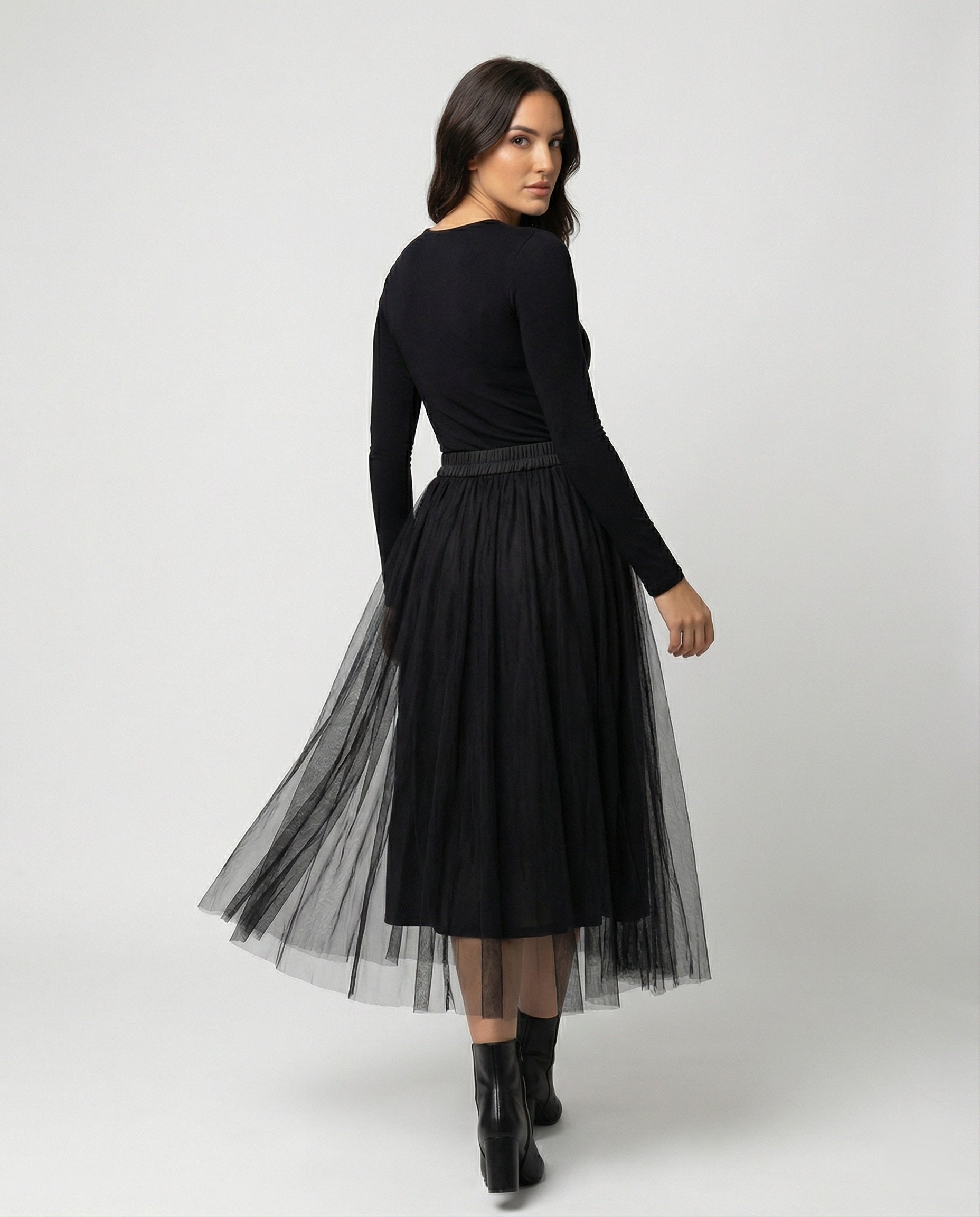 Ankle-Length Skirt with High Waist