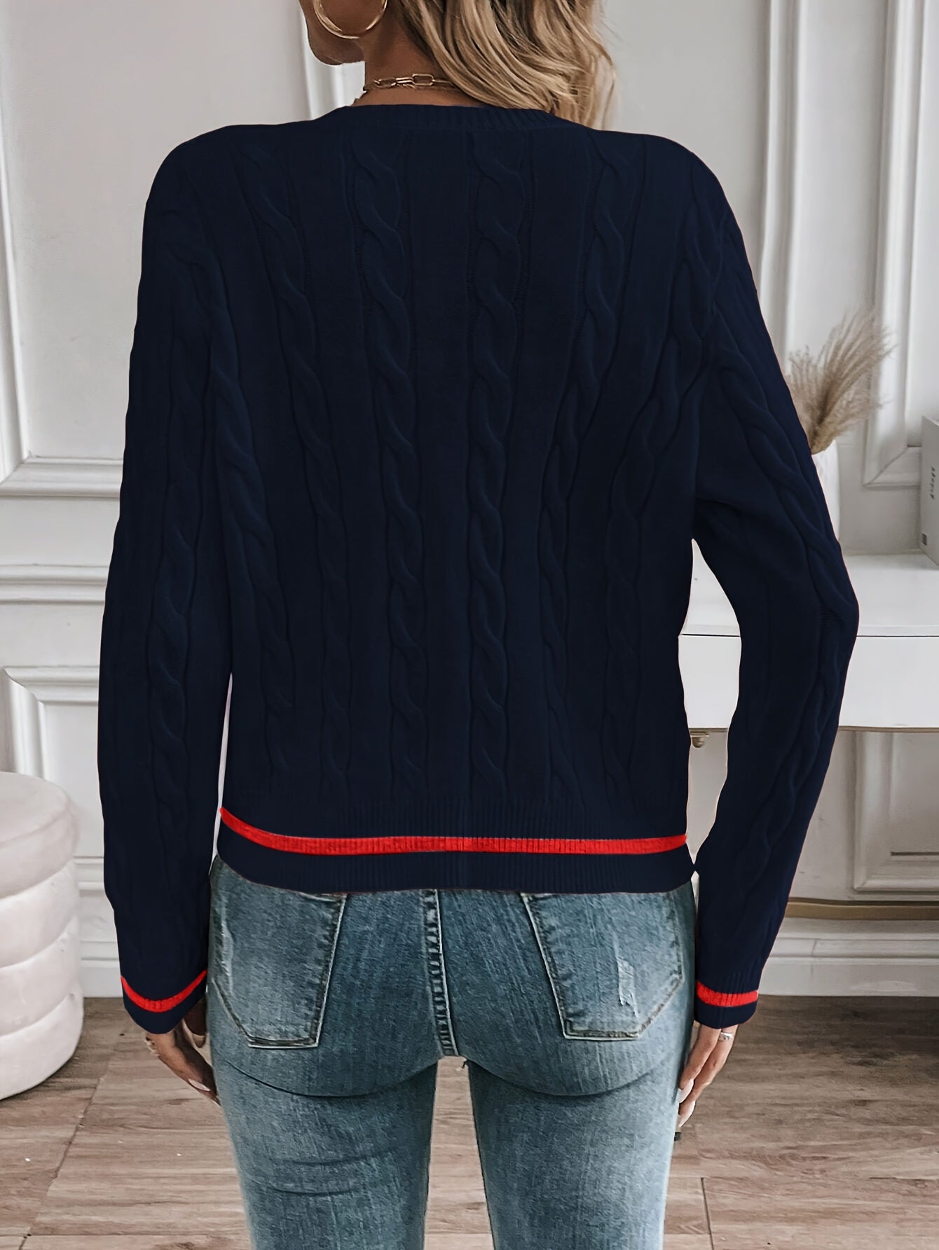 Image of Anna | Women's Button-Front Cable Knit Cardigan