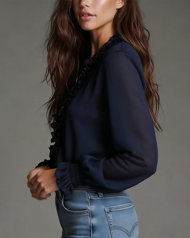 Image of Anna | Women's Ruffle Long Sleeve Blouse