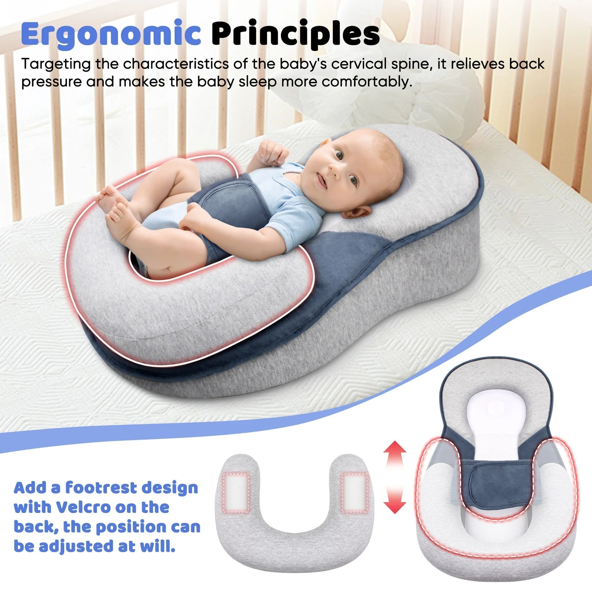 Anti-Reflux Elevated Baby Lounger For Newborns And Infants