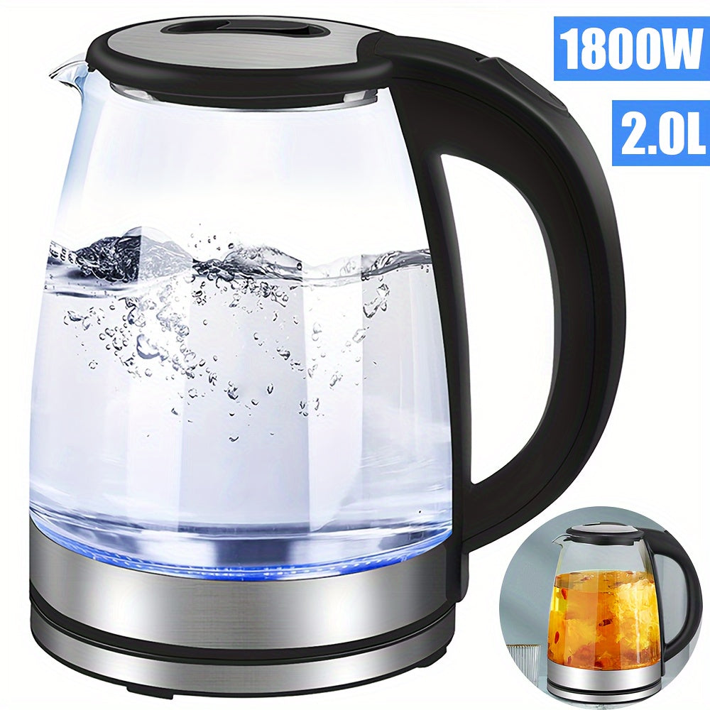 AquaElegance Luxury Glass Electric Kettle | Rapid Boil 2L with LED Light, Automatic Shut-Off and Dry Boil Protection for Safe and Stylish Use in the Kitchen
