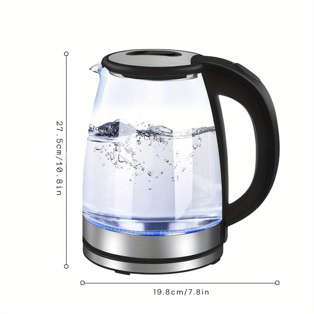 AquaElegance Luxury Glass Electric Kettle | Rapid Boil 2L with LED Light, Automatic Shut-Off and Dry Boil Protection for Safe and Stylish Use in the Kitchen