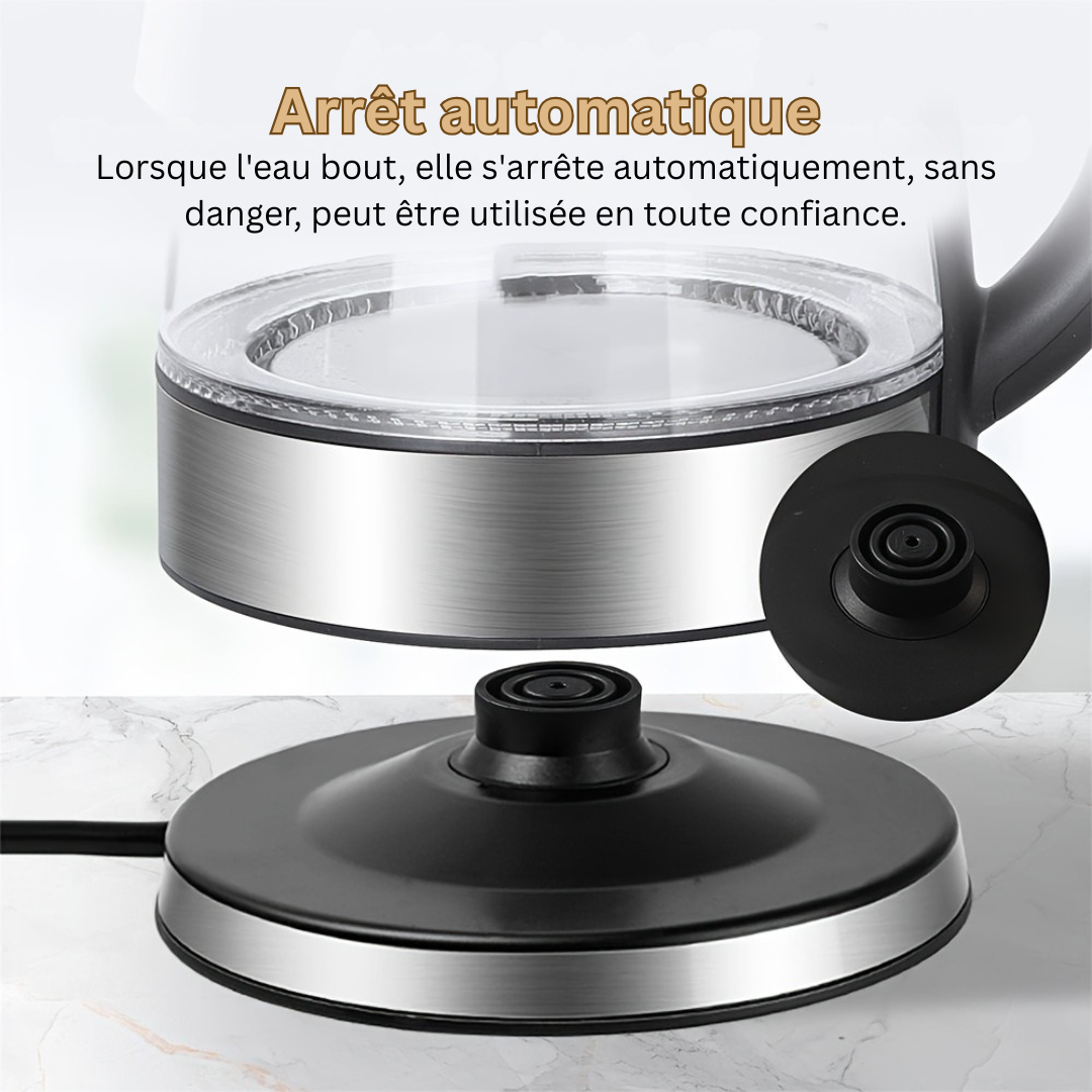 AquaElegance Luxury Glass Electric Kettle | Rapid Boil 2L with LED Light, Automatic Shut-Off and Dry Boil Protection for Safe and Stylish Use in the Kitchen