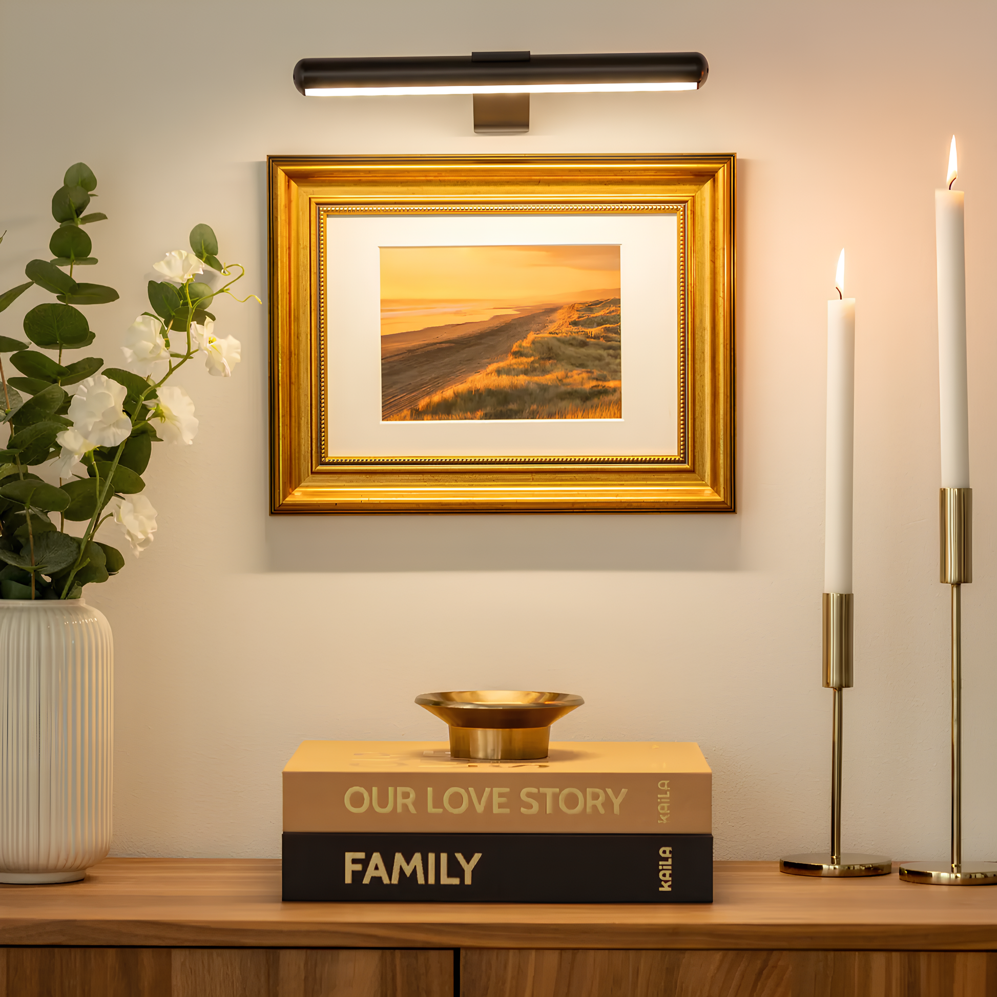 ArtGlow Wireless LED Lighting for Paintings – Rechargeable Wall Sconce with Remote Control, Dimmable Light