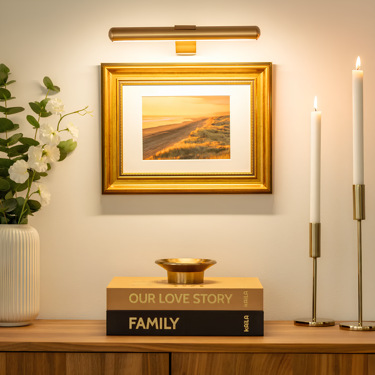 ArtGlow Wireless LED Lighting for Paintings – Rechargeable Wall Sconce with Remote Control, Dimmable Light
