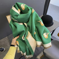 Bird Pattern Jacquard Wrap Scarf
