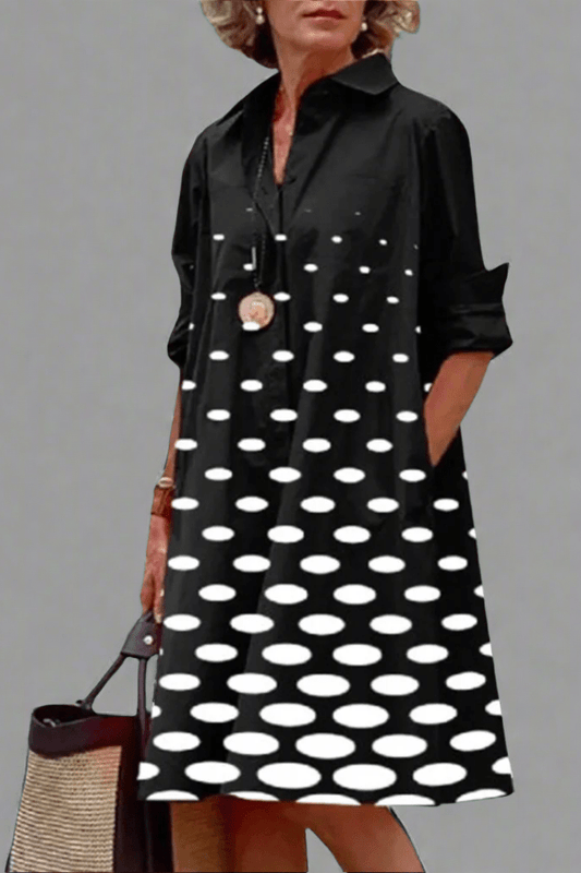 Image of Ayanna | Women's Polka Dot Midi Shirt Dress