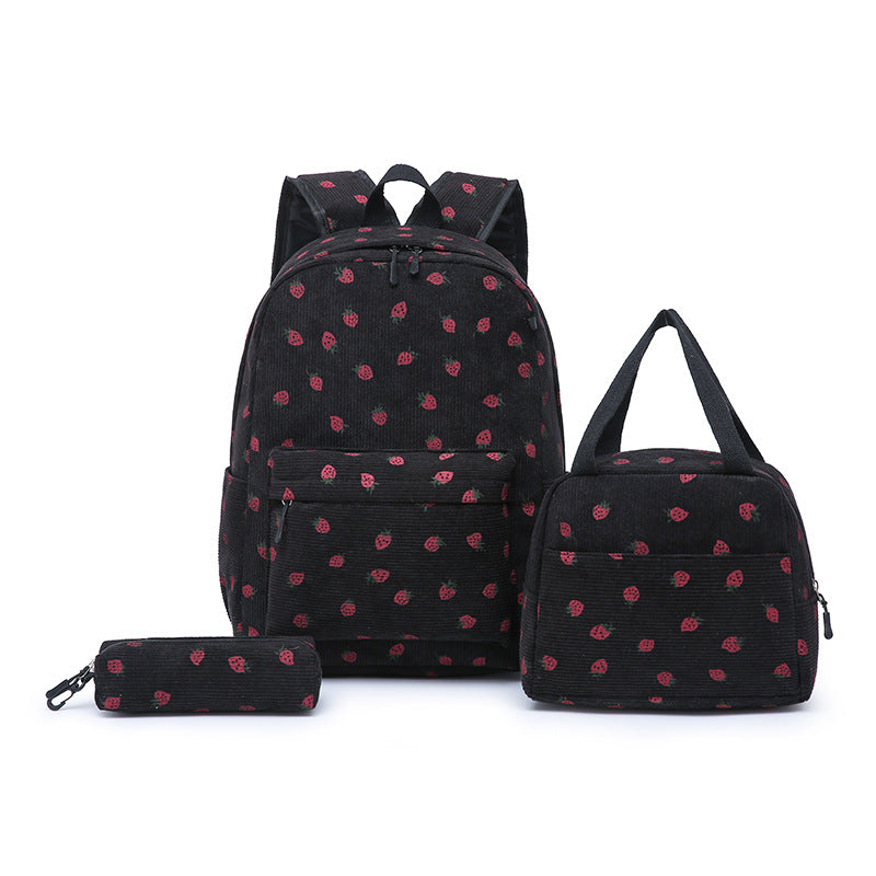 Backpack Set with Playful Strawberry Pattern