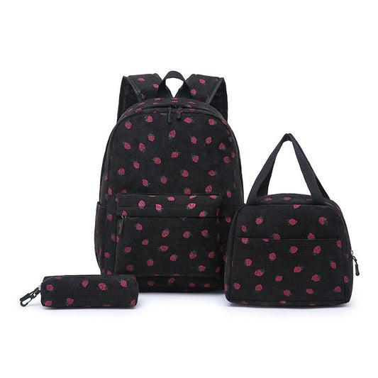 Backpack Set with Playful Strawberry Pattern