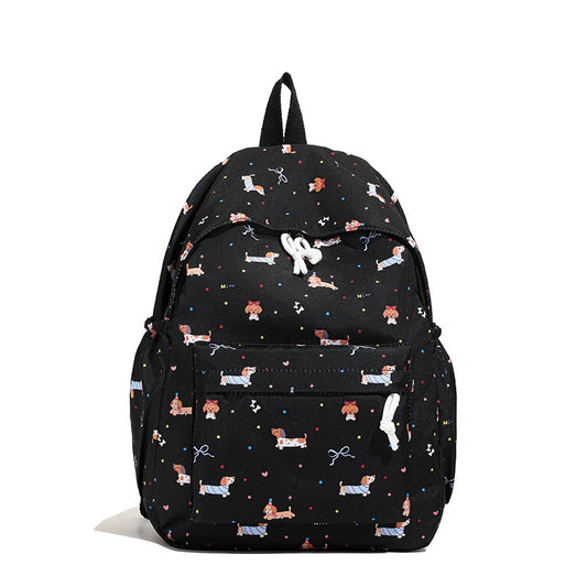 Backpack with Cheerful Dog Pattern