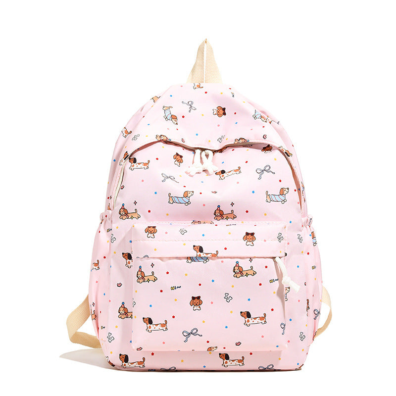 Backpack with Cheerful Dog Pattern