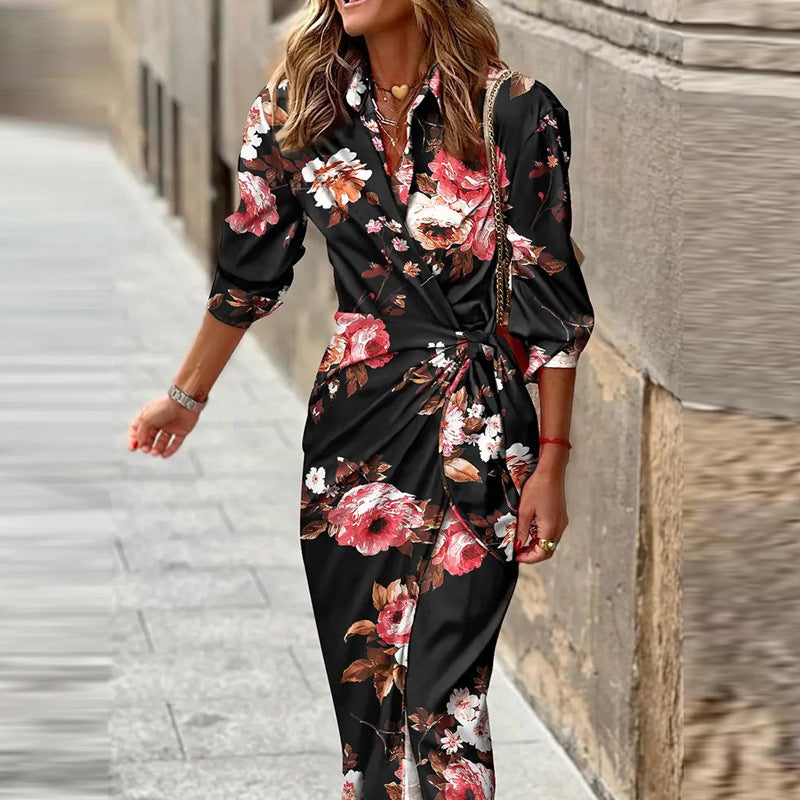 Image of Barbara | Women's V-Neck Wrap Midi Dress