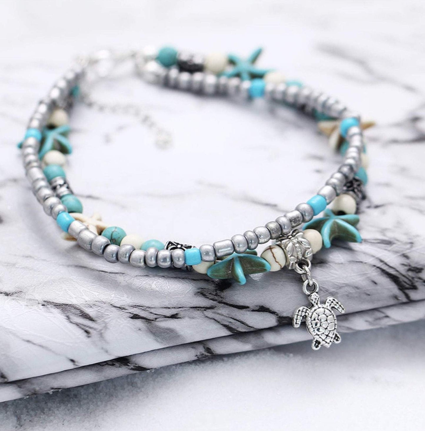 (BEST SELLER) Handmade Turtle & Ocean Anklet