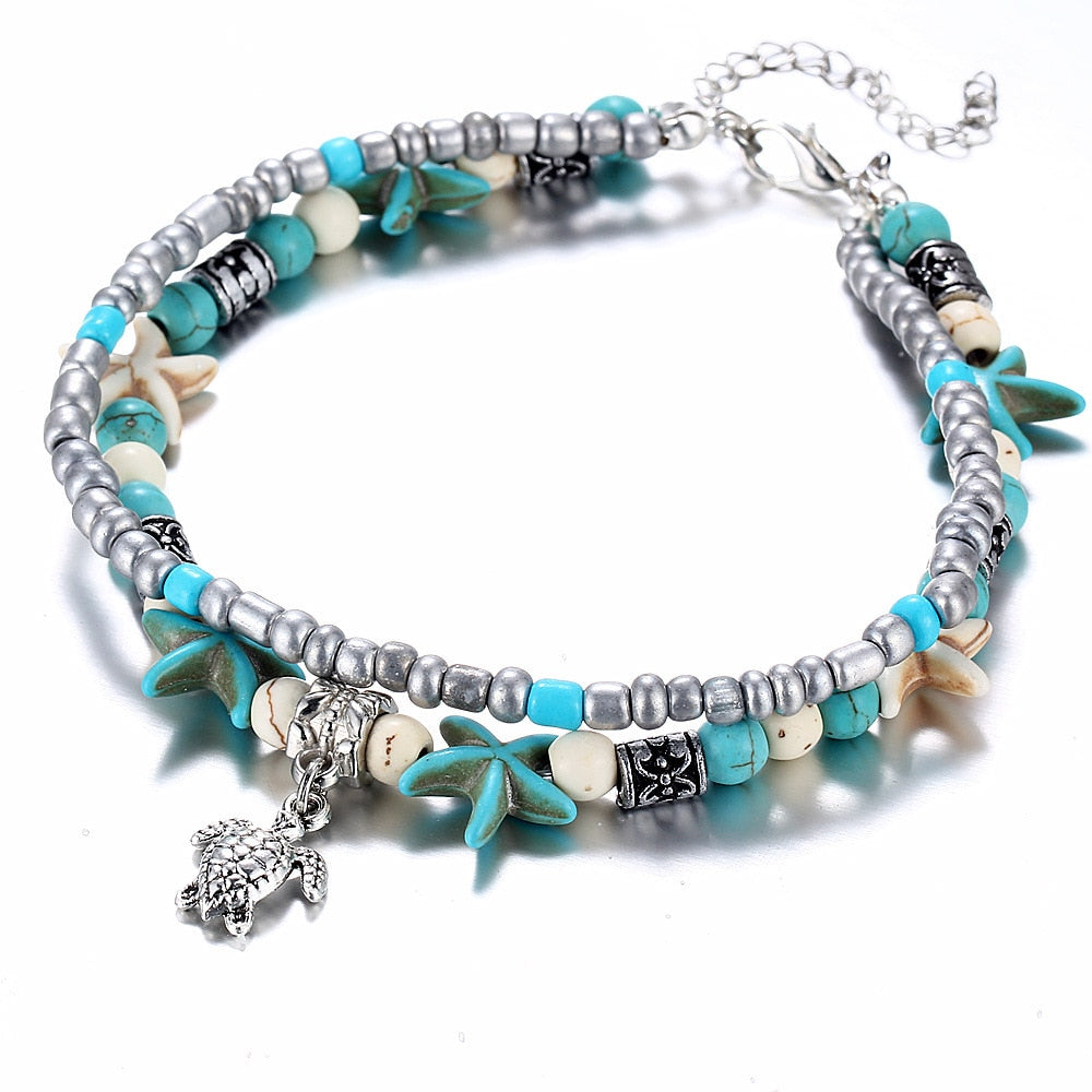(BEST SELLER) Handmade Turtle & Ocean Anklet