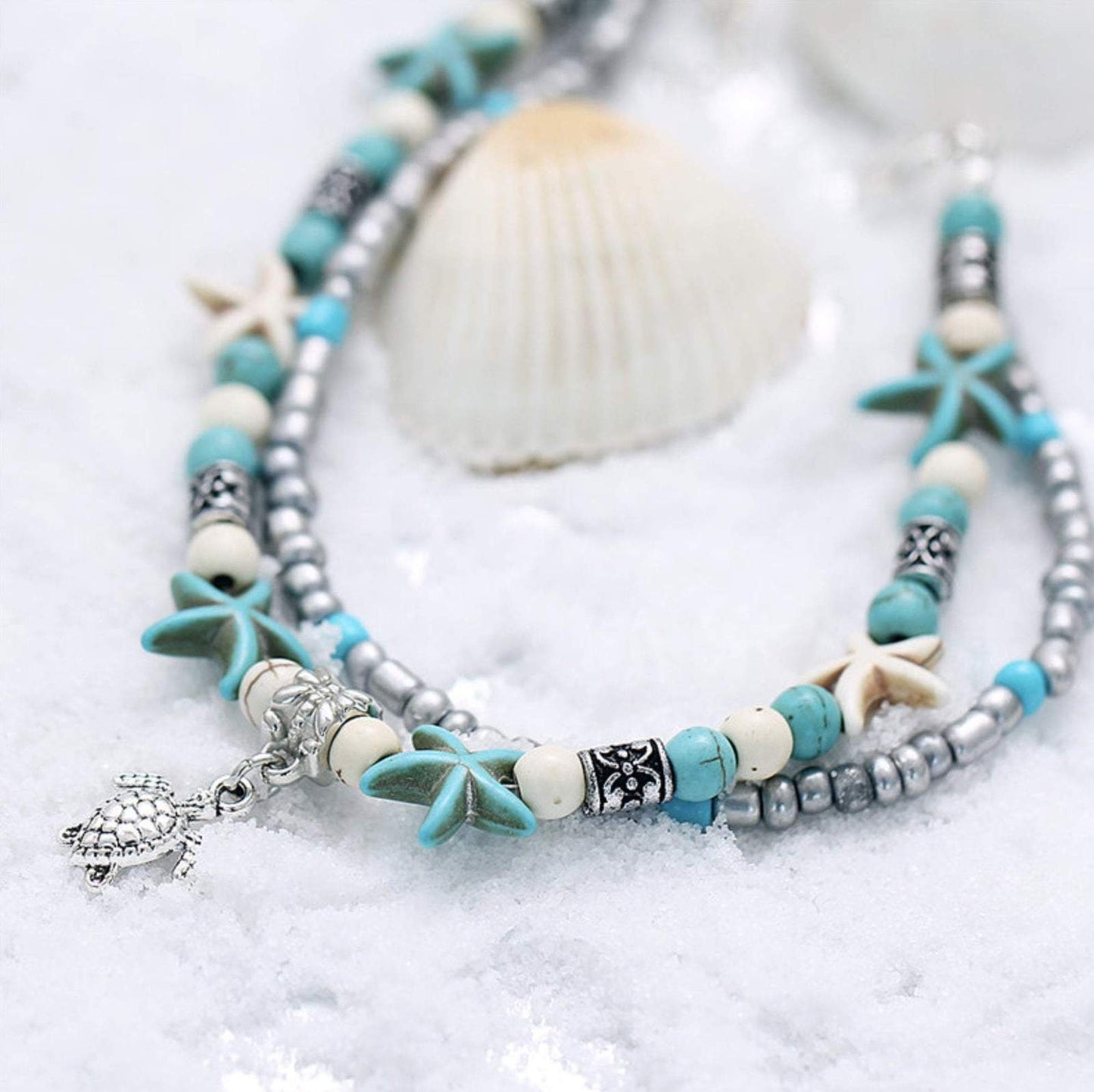 (BEST SELLER) Handmade Turtle & Ocean Anklet