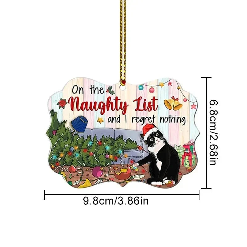 Black Cat Acrylic Disc Christmas Tree Ornament